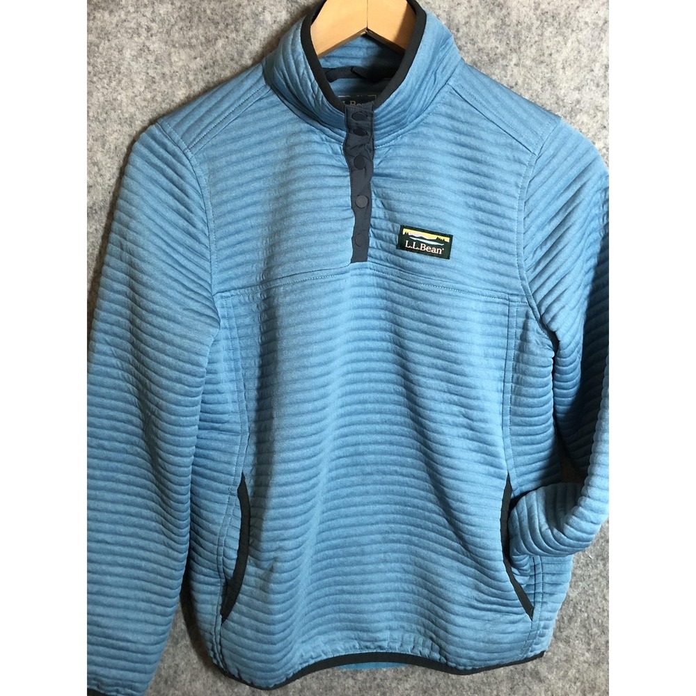 LL‎ Bean Pullover Womens XS Petite Blue Airlight Fleece Quarter Snap Neck Jacket